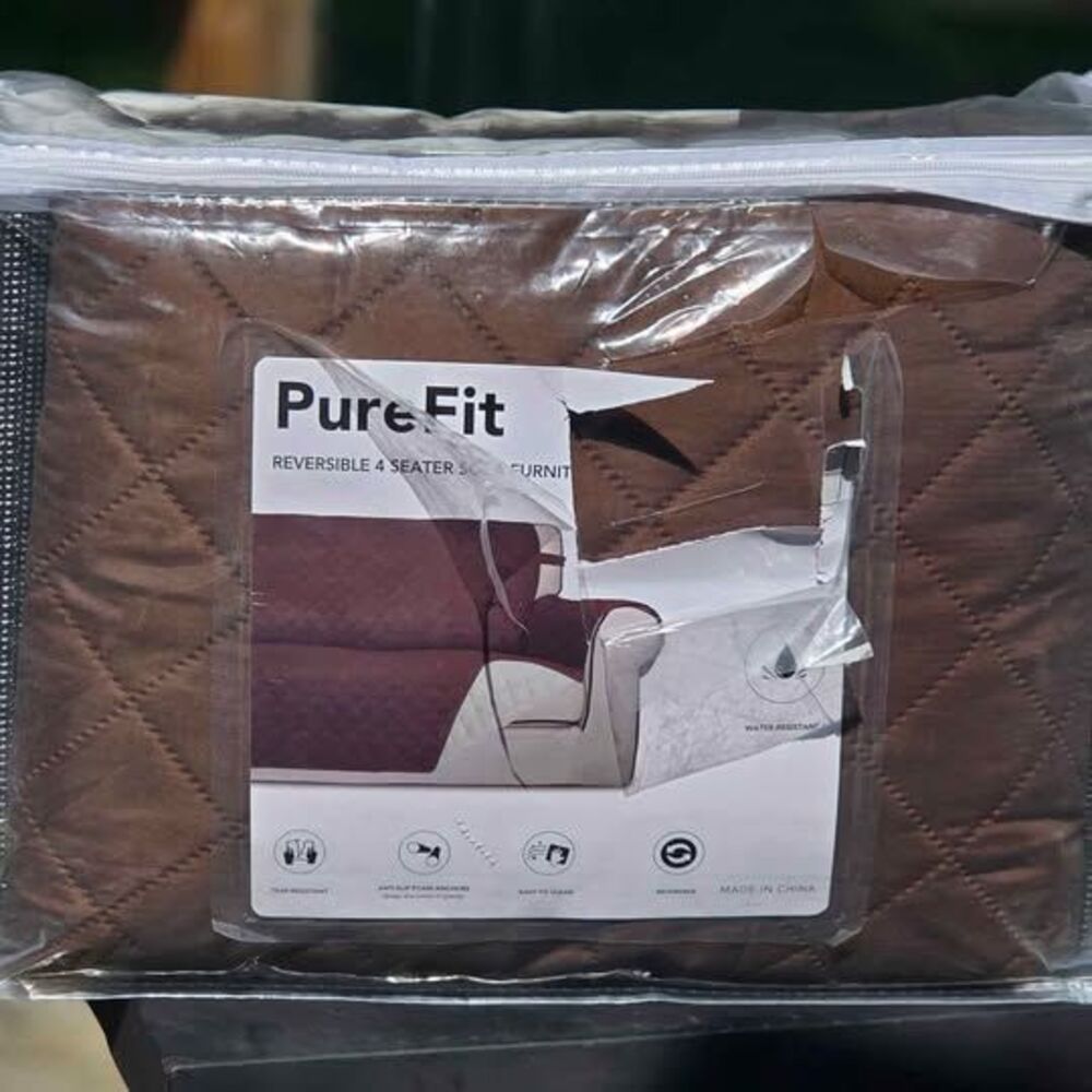 NEW PureFit Reversible 4-Seater Couch Cover / Sofa Protector (Brown/Beige)